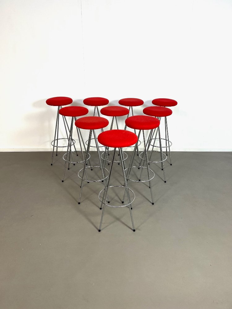 20th century stainless steel Nuta bar stools by Lluis Pau Spain 1990s