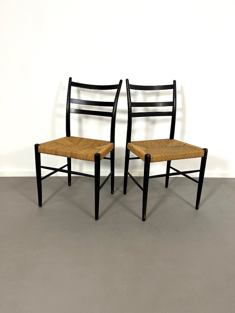Mid-Century modern Scandinavian dining chairs with papercord seats 1960s