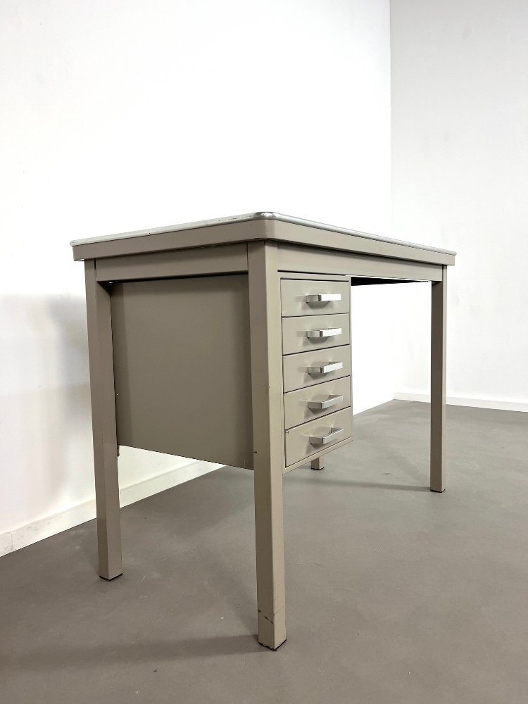 20th Century small steel industrial desk by Gispen 1960s